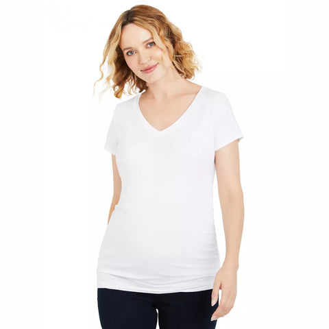 Camiseta V-Neck de Embarazo Blanca