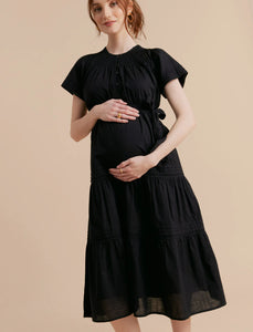 Vestido de maternidad y lactancia manga corta negro