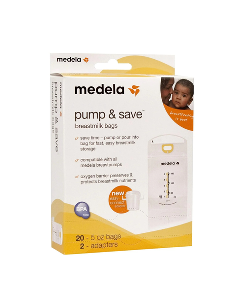 Bolsas de extracción y almacenaje Pump & Save Medela 20 Unidades + 2 adaptadores