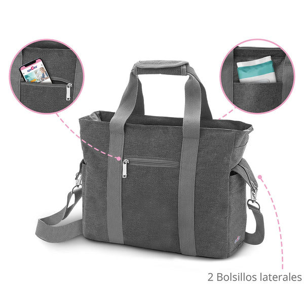 Bolso y pañalera Spectra gris