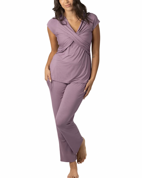 Set de pijama de maternidad y lactancia Davy morada - 9lunasshop.com