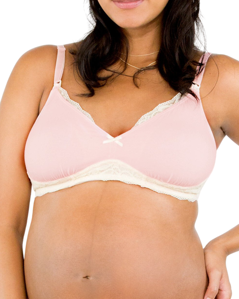 Brasier materno y de lactancia con encaje rosado - 9lunasshop.com