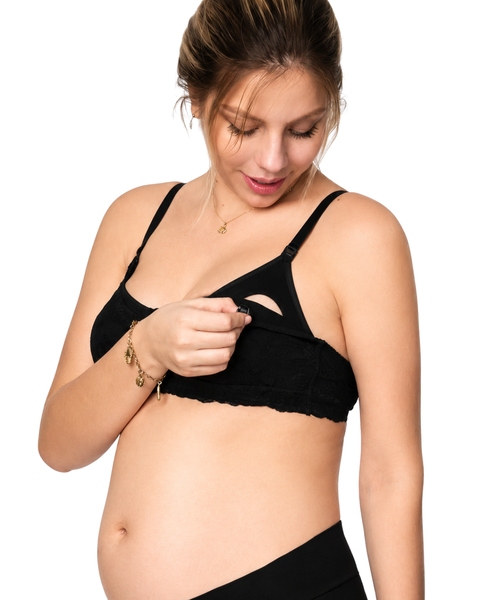 Brasier de lactancia sin copa y con encaje negro - 9lunasshop.com