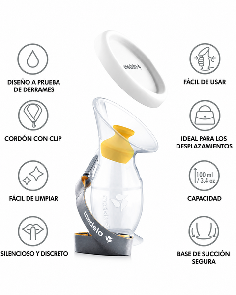 Colector de leche de silicona Medela 3.4oz. - 9lunasshop.com