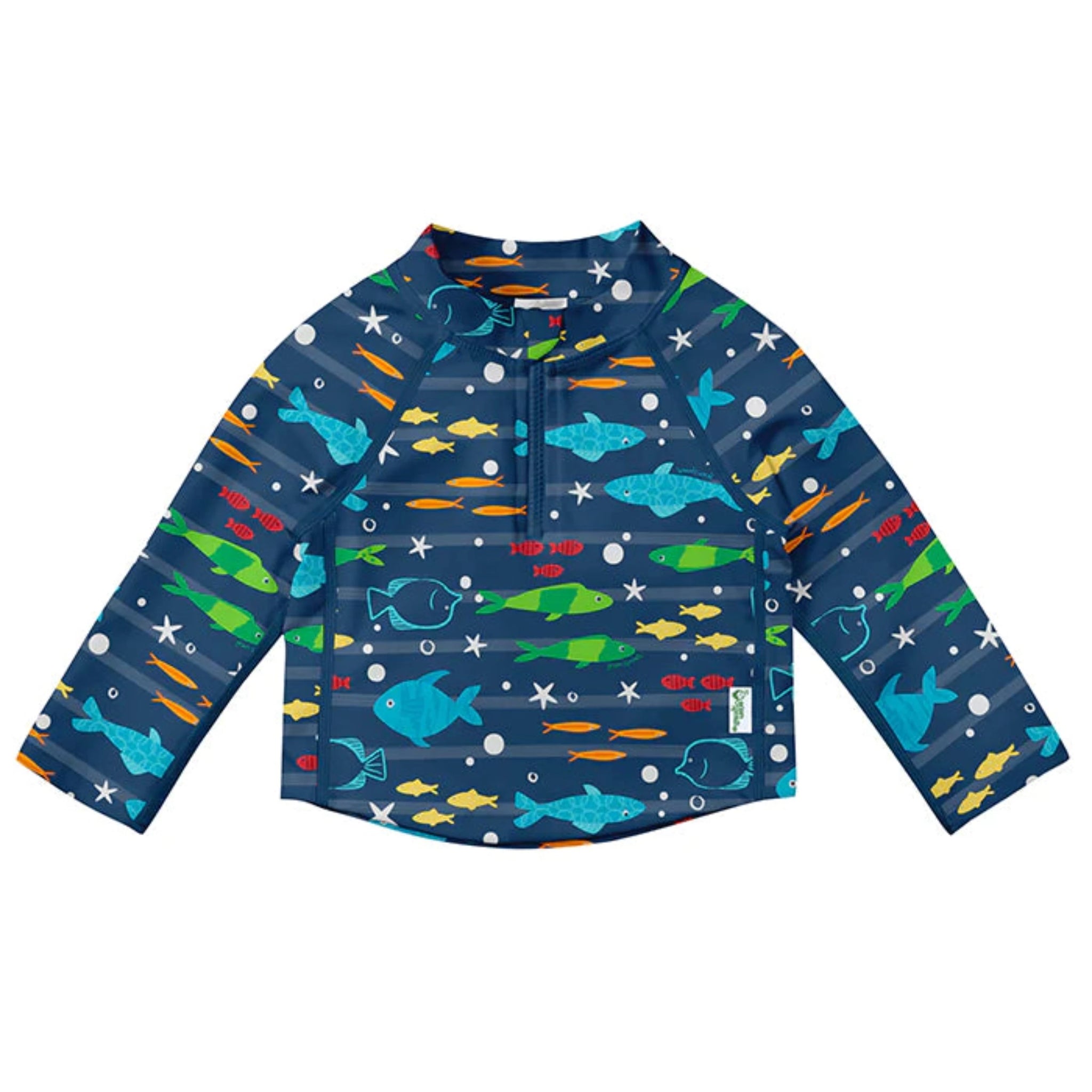 Camiseta de bañador UpF 50+ con cremallera estampado peces