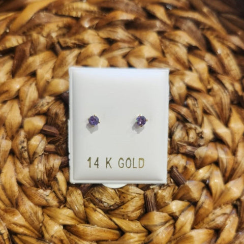 Aretes amatista oro 14kt.