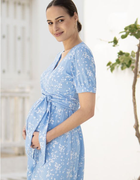 Vestido Seraphine® Sanna materno y de lactancia midi estampado flores celeste