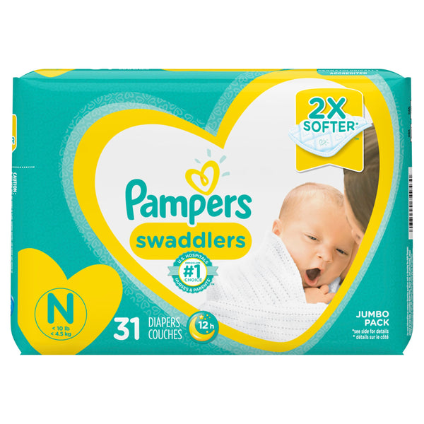 Pampers Swaddlers Recién nacido Talla 0 - Bolsa de 31 pañales Pañales - Embarazada - Maternidad - Embarazo - 9lunasshop.com