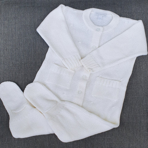 Enterizo largo algodón con botones y bolsillo blanco Ropa bebé - Embarazada - Maternidad - Embarazo - 9lunasshop.com