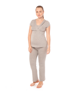 Pijama de lactancia 100% algodón pima gris - 9lunasshop.com