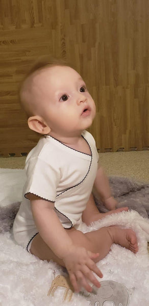 Body algodón pima peruano con borde navy Ropa bebé - Embarazada - Maternidad - Embarazo - 9lunasshop.com