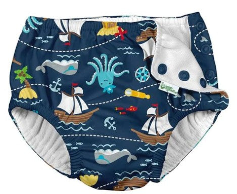 Bañador Pañál reutilizable con botones estampado piratas navy