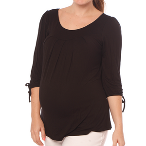 Blusa de maternidad con pliegues y mangas 3/4 negro - 9lunasshop.com