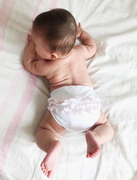 Panty de bebé algodón pima Periquita blanca con rosado