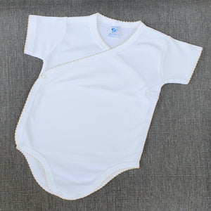 Body algodón pima peruano con borde beige Ropa bebé - Embarazada - Maternidad - Embarazo - 9lunasshop.com