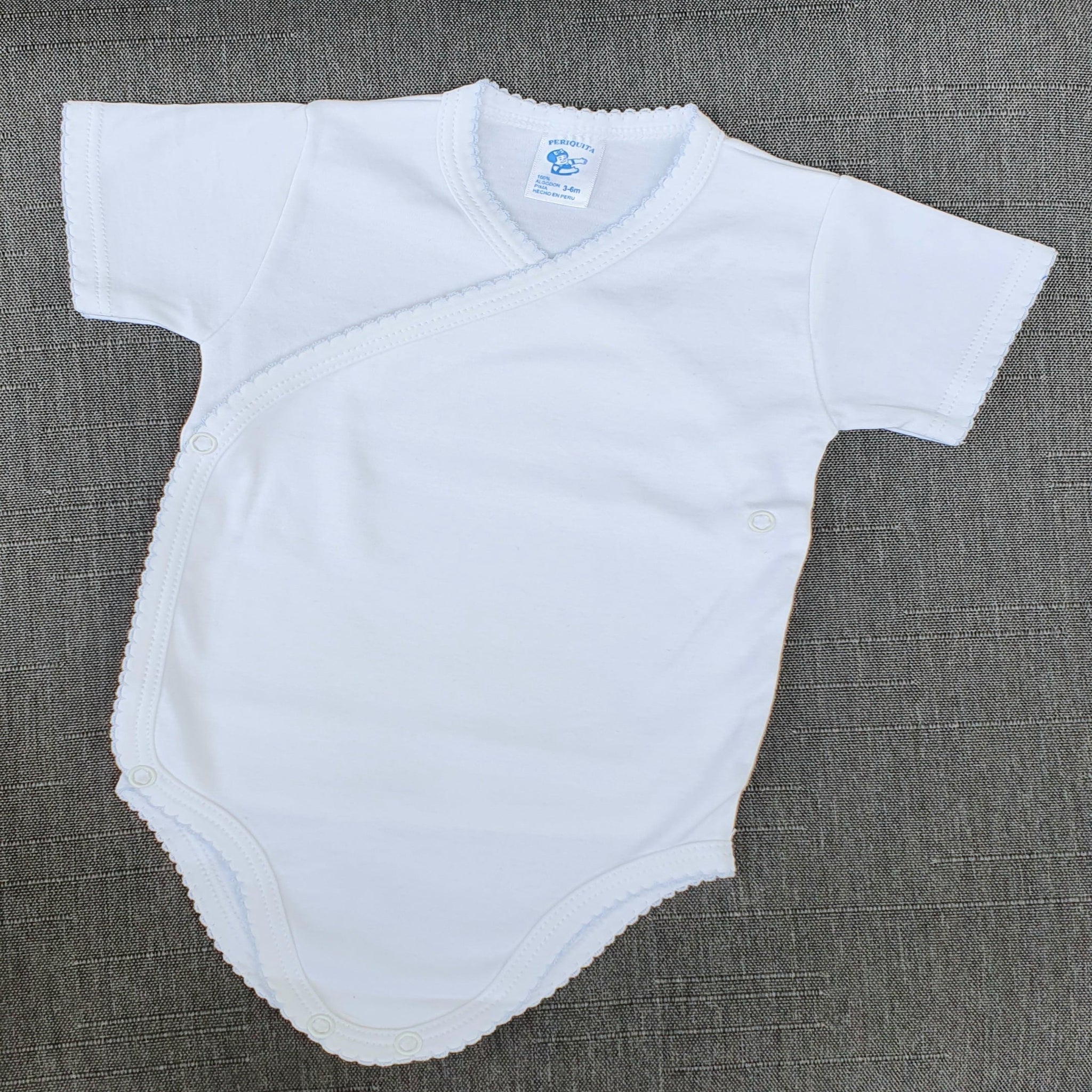 Body algodón pima peruano con borde celeste Ropa bebé - Embarazada - Maternidad - Embarazo - 9lunasshop.com