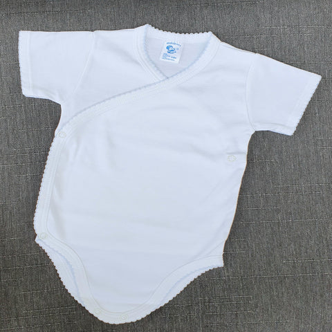 Body algodón pima peruano con borde celeste Ropa bebé - Embarazada - Maternidad - Embarazo - 9lunasshop.com