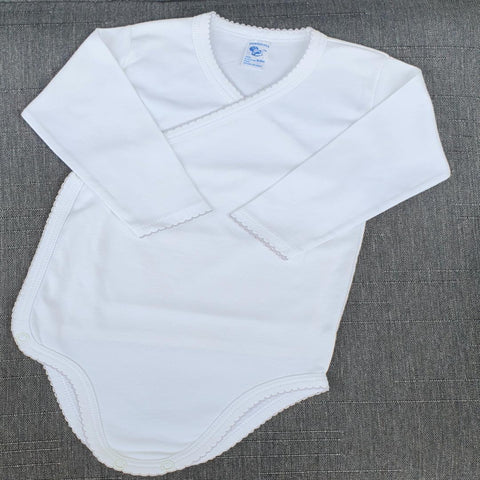 Body algodón pima peruano manga larga con borde gris Ropa bebé - Embarazada - Maternidad - Embarazo - 9lunasshop.com