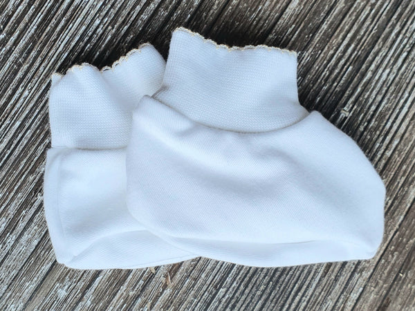 Botines 100% algodón pima peruano borde beige Ropa bebé - Embarazada - Maternidad - Embarazo - 9lunasshop.com