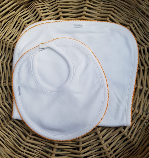 Babero 100% algodón pima peruano borde naranja Baberos - Embarazada - Maternidad - Embarazo - 9lunasshop.com