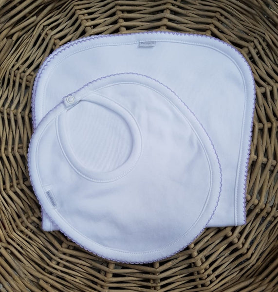 Babero 100% algodón pima peruano borde violeta Baberos - Embarazada - Maternidad - Embarazo - 9lunasshop.com