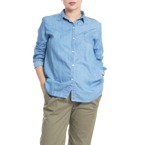Camisa materna y de lactancia manga larga jean