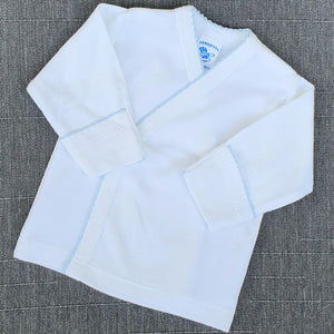 Camiseta algodón pima peruano con borde celeste