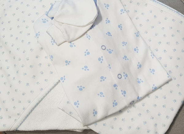 Manta 100% algodón pima peruano estampado patitas celeste Mantas - Embarazada - Maternidad - Embarazo - 9lunasshop.com
