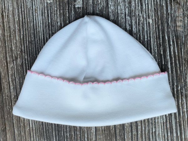 Gorrito 100% algodón pima peruano borde rosado Ropa bebé - Embarazada - Maternidad - Embarazo - 9lunasshop.com