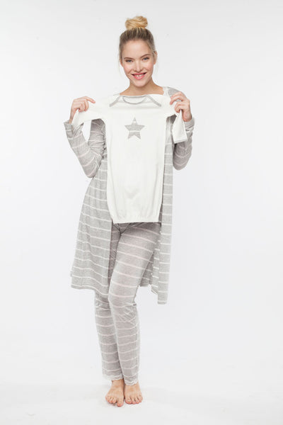 Pijama bebé blanca con estrella gris Pijama - Embarazada - Maternidad - Embarazo - 9lunasshop.com