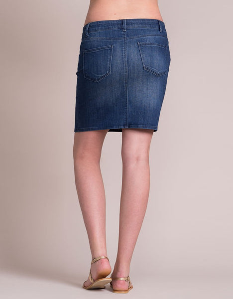 Falda de jean oscuro por debajo de la barriga - 9lunasshop.com