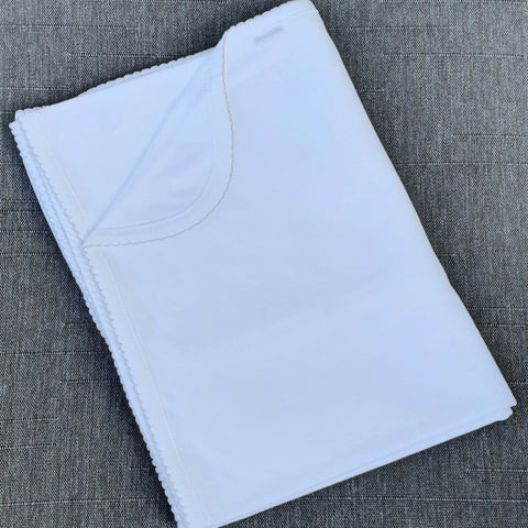 Manta 100% algodón pima peruano blanca con borde gris Mantas - Embarazada - Maternidad - Embarazo - 9lunasshop.com