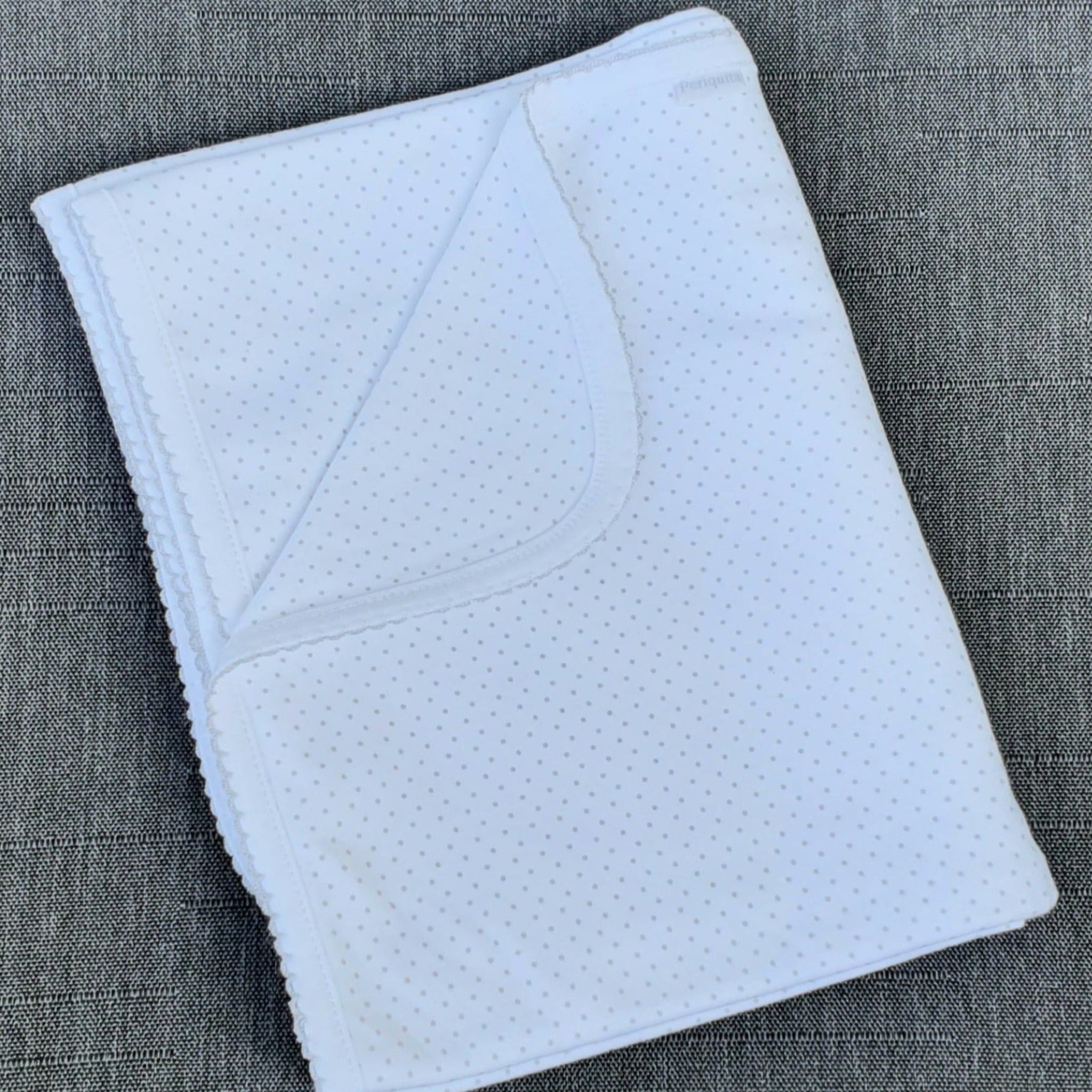 Manta 100% algodón pima peruano estampado puntitos gris Mantas - Embarazada - Maternidad - Embarazo - 9lunasshop.com