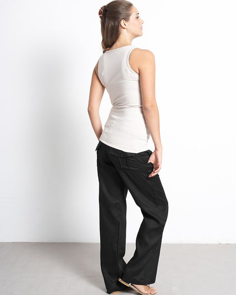 Pantalòn de lino negro Pantalón - Embarazada - Maternidad - Embarazo - 9lunasshop.com