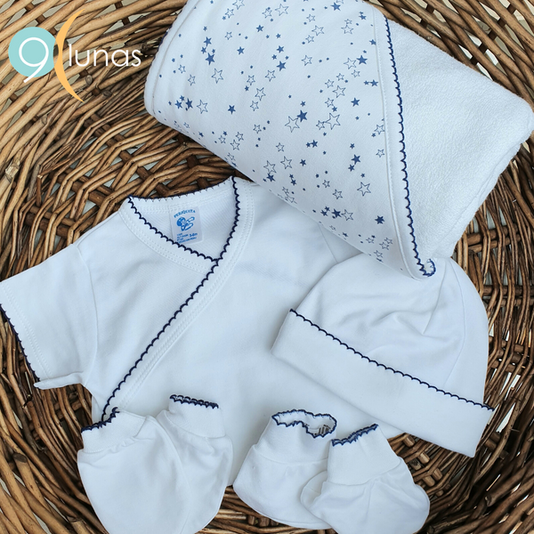 Toalla 100% algodón pima peruano estampado estrellitas navy Toallas - Embarazada - Maternidad - Embarazo - 9lunasshop.com