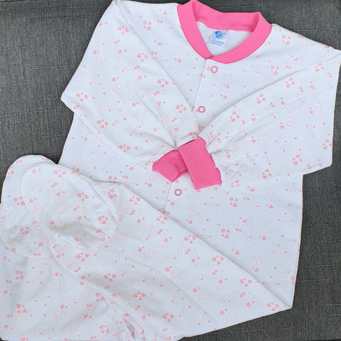 Pijama algodón pima estampado corazones fuscia Ropa bebé - Embarazada - Maternidad - Embarazo - 9lunasshop.com