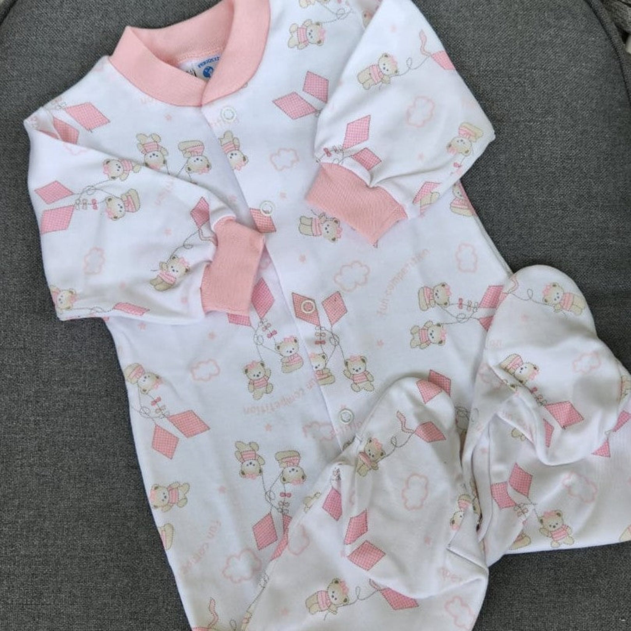 Pijama algodón pima estampado osos y papalotes rosado