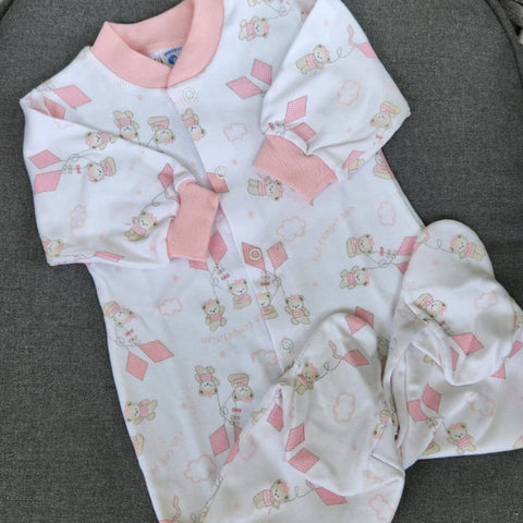 Pijama algodón pima estampado osos y papalotes rosado