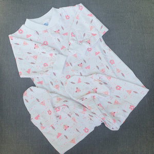 Pijama algodón pima estampado zorros rosados