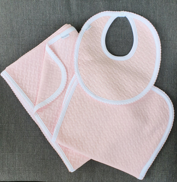 Babero 100% algodón pima peruano canasta rosado Baberos - Embarazada - Maternidad - Embarazo - 9lunasshop.com
