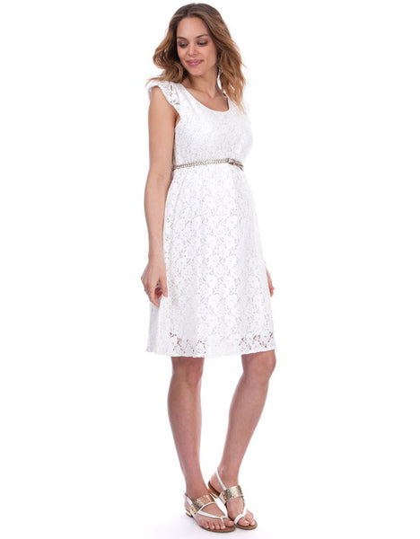 Vestido materno de encaje blanco - 9lunasshop.com