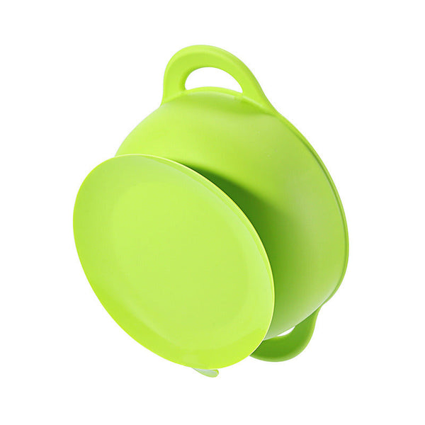 Bowl de  silicona con tapa y cuchara verde